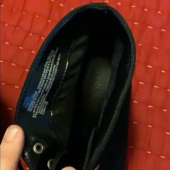 Black faux suede wedge lace up booties - Picture 3 of 3